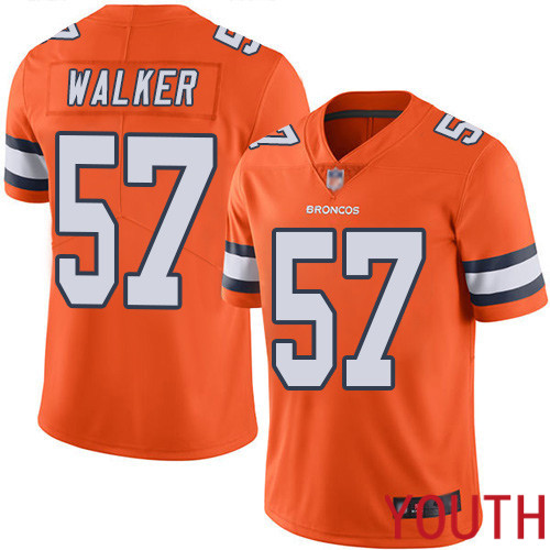 Youth Denver Broncos #57 Demarcus Walker Limited Orange Rush Vapor Untouchable Football NFL Jersey
